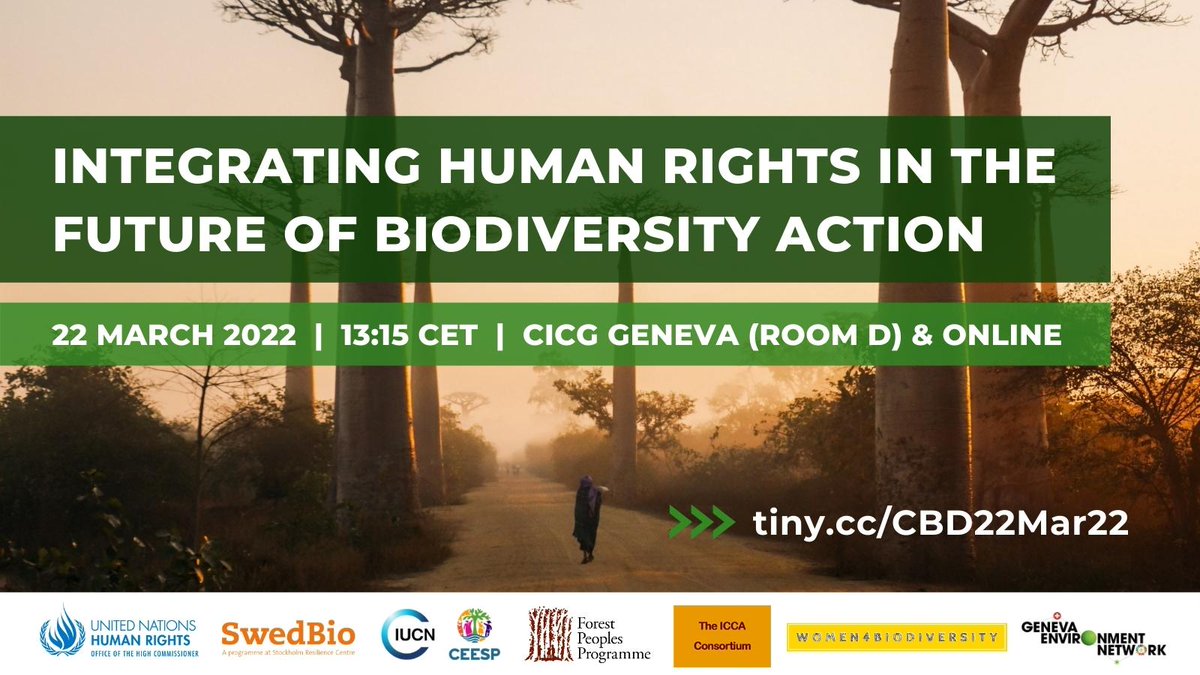 GENetwork's tweet photo. Join @UNBiodiversity side event sharing ideas for a #Post2020 #Biodiversity Framework that promotes rights-based action to protect biodiversity, building on recognition of #Right2Environment as human right by HRC res 48/13.
📅 22 March 2022, 13:15 CET
▶️ https://t.co/m04rRZJhNa https://t.co/mFy8gnW73w
