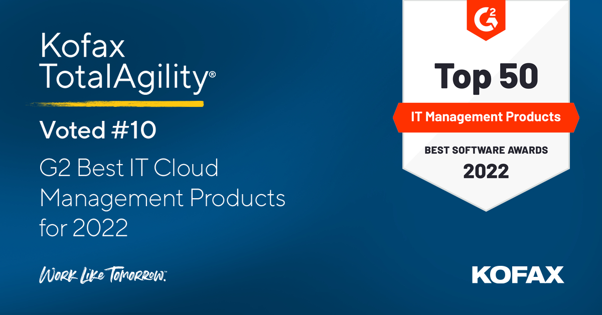 TungstenAI's tweet image. We're pleased to share that Kofax #TotalAgility was ranked #10 on G2's annual list of Best IT Management Software. Thank you to our user community for your support!