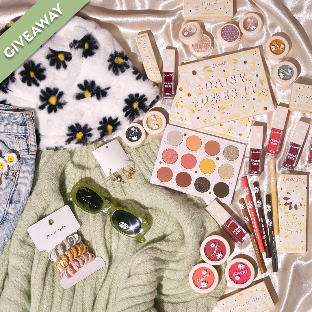#GIVEAWAY Spring fever! ✨🌼 2 winners will receive the entire Daisy Does It Collection + ONE lucky winner will receive the entire collection AND a $300 e-gift card to @freepeople !! 🤍🤍

HOW TO ENTER ⤵️
✨ Follow <a href="/ColourPopCo/">ColourPop Cosmetics</a> + <a href="/FreePeople/">Free People</a> 
✨ Like &amp; RT
✨ Reply w/ 🌼