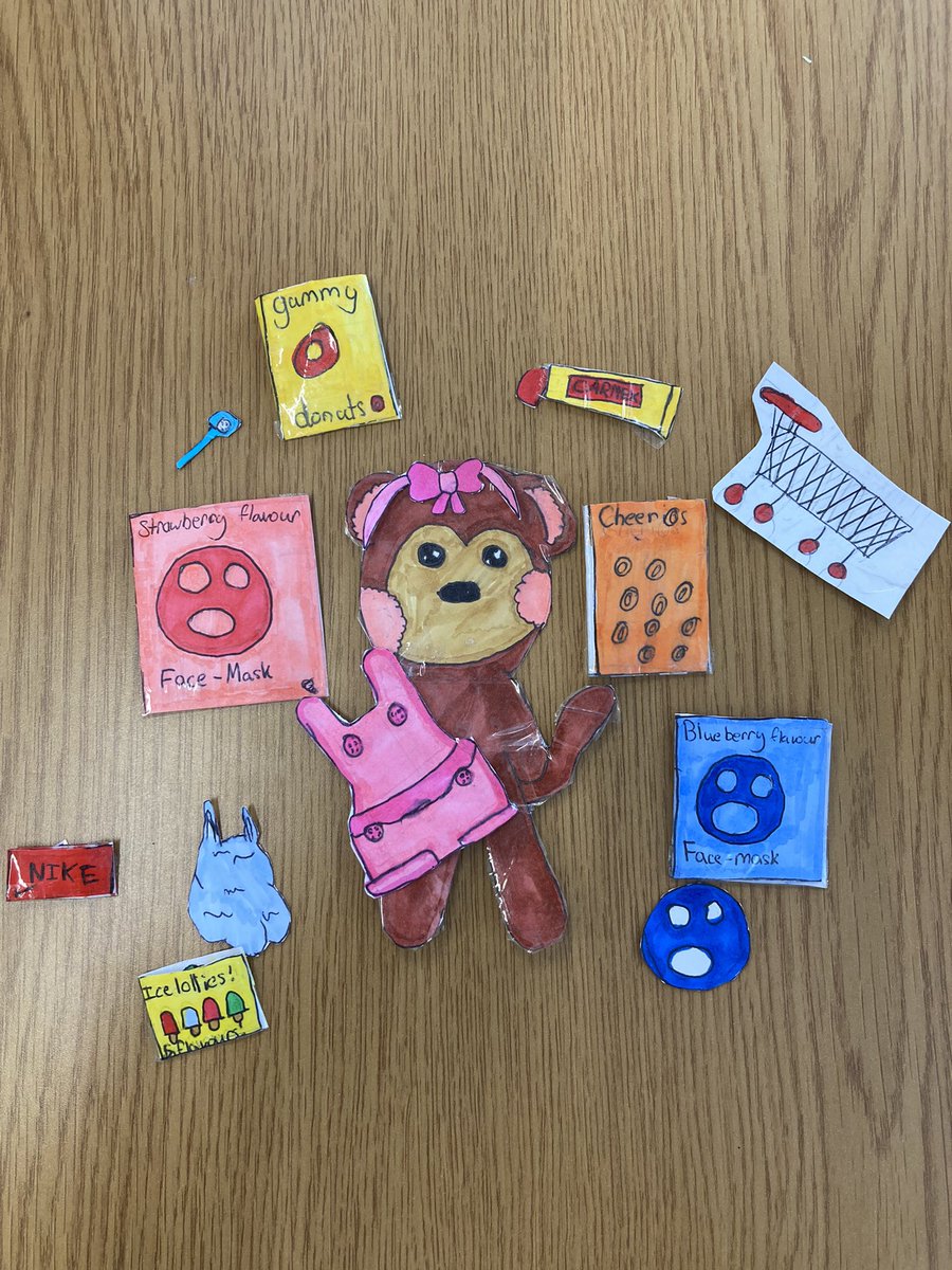 HMPS_Year6's tweet photo. In her spare time, one of our Year 6 girls has created a whole wardrobe and lifestyle for a cuddly bear-using just paper, felt tips and sellotape! We think it’s wonderful! #creative #artist #independentcreativity https://t.co/WTRHSe7UiS