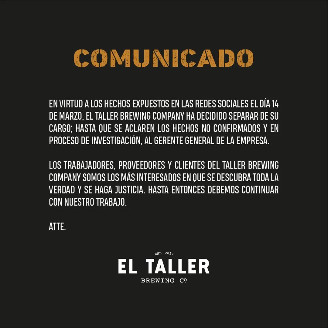 CacaoRush's tweet photo. Sobre la denuncia contra Jorge Armando Ubillus de #ElTallerArtesanalBar, la su facebook oficial ha publicado un comunicado que informa sobre la supuesta separación del gerente general mientras se esclarezcan los hechos. Te explico porque ese comunicado no sirvde de nada (1/4) https://t.co/x3FXRBbxIj