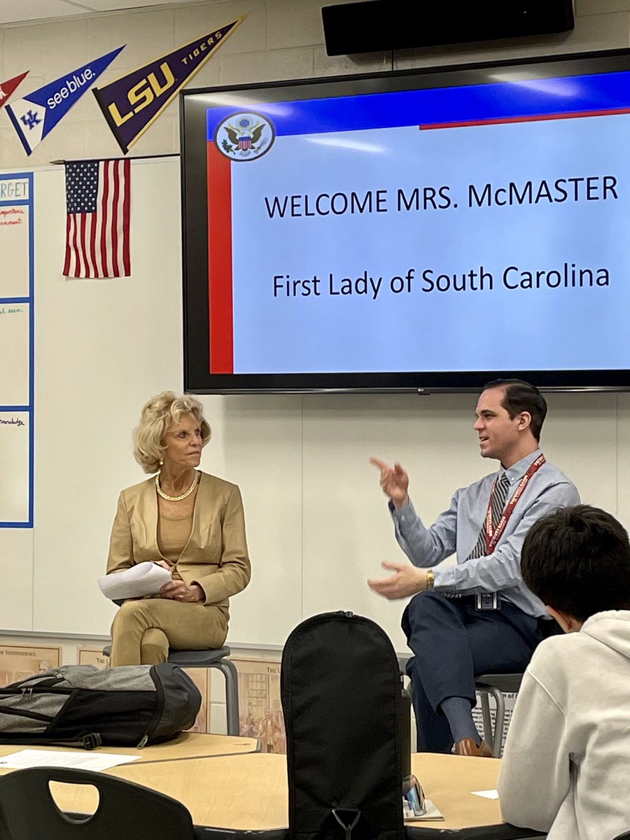 1stLadySC's tweet image. What a class act! Loved visiting with Mr. Wheatley’s courteous US Government class today. Bright young people with a bright future!   @wk_timberwolves