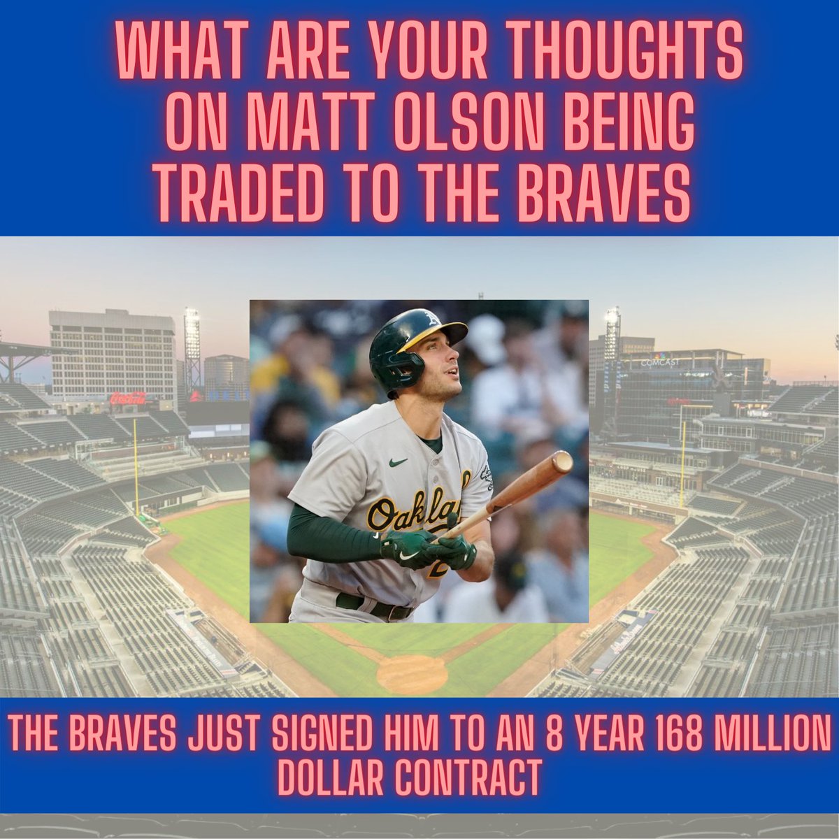 BellyUpBaseball's tweet image. Matt Olson just signed a huge contract extension with the Braves? What are your thoughts on the trade and contact extension ⬇️ #olson #MLB #braves