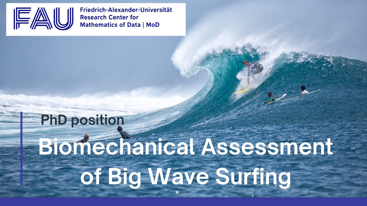 uniFAU_mod's tweet photo. PhDs out there 📢 open call
Prof. @dr_annek from @uniFAU_mod is looking for an enthusiastic PhD 😀for the BioMAC group at @FAU_MaD_Lab in collaboration w/@SiemensHealth:
"PhD for Biomechanical Assessment of Big Wave Surfing"
DEADLINE ⚠️ Sun. March 27, 2022
https://t.co/zZkXaIsPE2 https://t.co/Kc4Hbgi44N