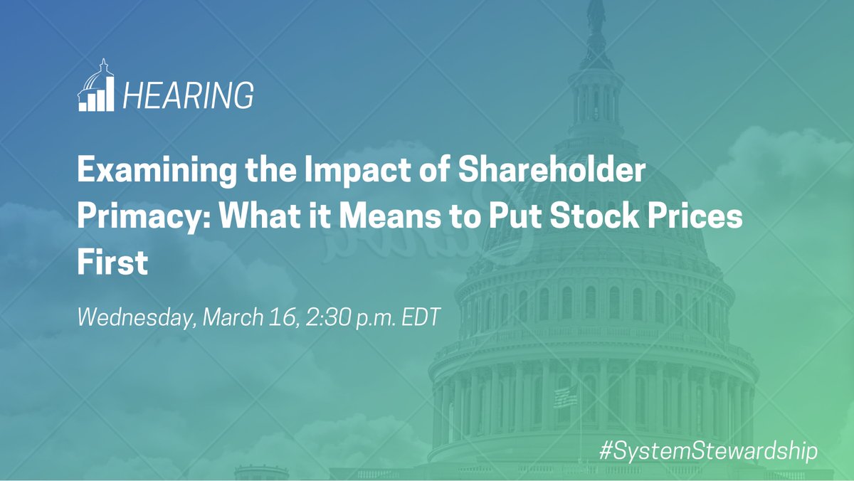 universal_owner's tweet photo. Our CEO @Rick__Alexander testifies tomorrow 2:30pm EDT along w/ @lenorepalladino, @JudySamuelson & @joshrauh before @JECDems & @JECRepublicans at hearing on #ShareholderPrimacy. Watch live: https://t.co/K0ce2YEhEk #SystemStewardship #FiduciaryDuty #UniversalOwnership #BeyondMPT https://t.co/nJcg1Dqbzs
