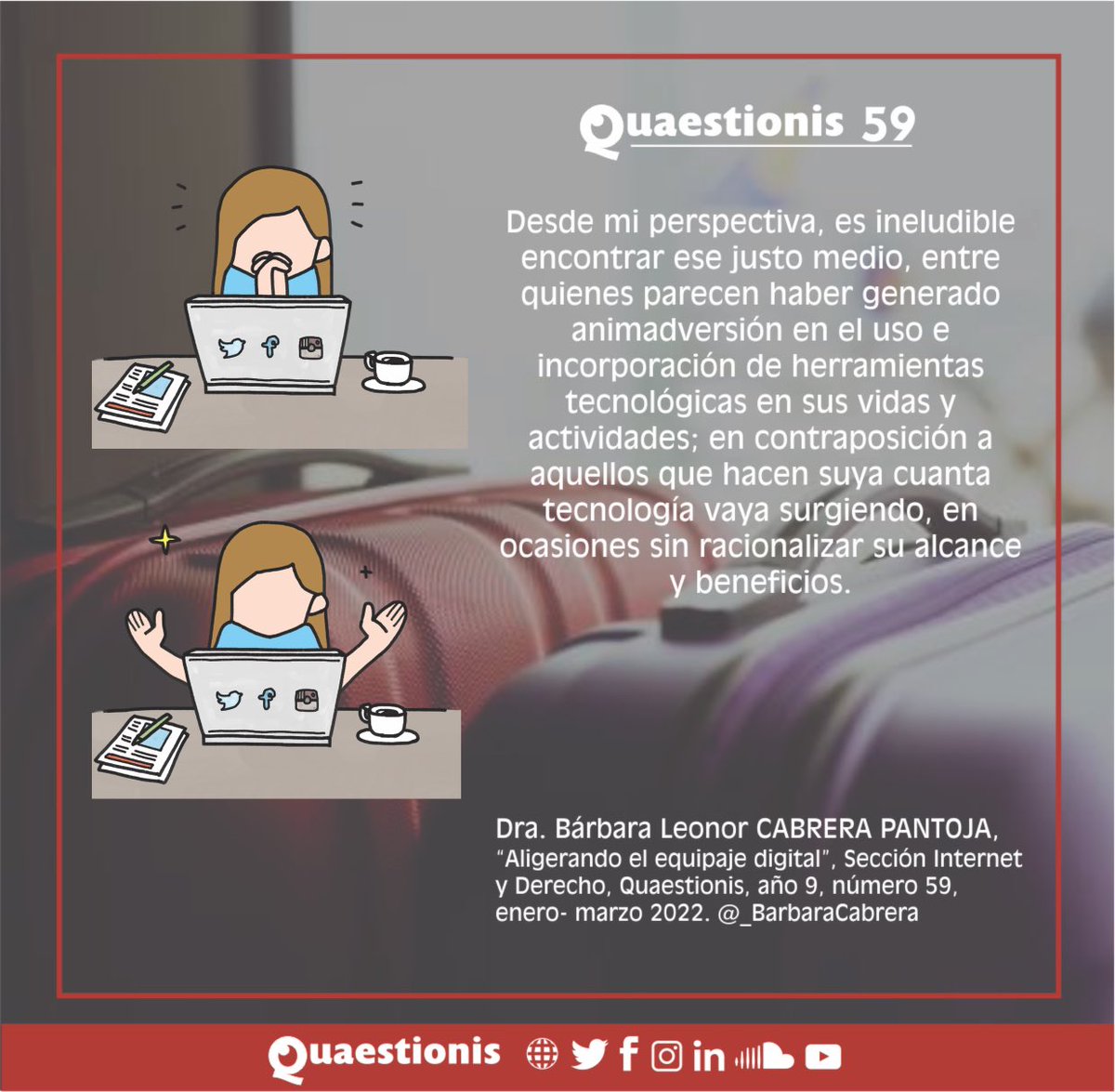 _BarbaraCabrera's tweet photo. 📌 Así lo digo en mi artículo «ALIGERANDO EL EQUIPAJE DIGITAL» 👉 https://t.co/TBVg7tbGbe publicado en la sección Internet y Derecho de la Revista @QuaestionisMx

#RevistaQuaestionis #Q59 #ElArteDePensar #9años https://t.co/UuPWCvZjDh