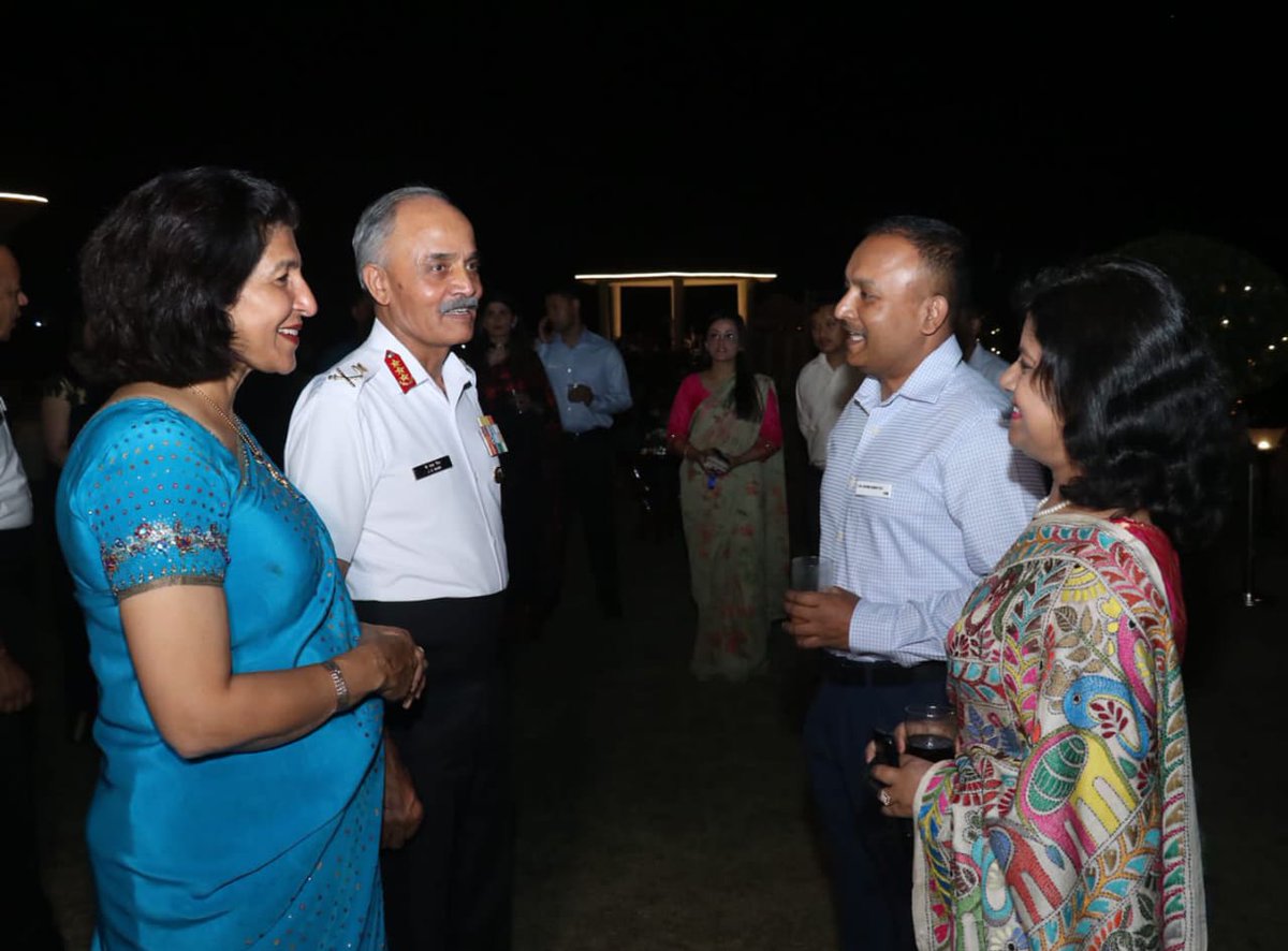 IaSouthern's tweet photo. Lt Gen JS Nain GOC-IN-C #SouthernCommand &amp; Mrs Anita Nain, Regional President #AWWA interacted with the Veer Naris, Gallant Heroes &amp; family members of the  #IndianArmy #Bravehearts at #Bhopal on the eve of #SouthernCommandInvestiture Ceremony 2022.
#VeerKoNaman https://t.co/dtxCPJ4SNZ