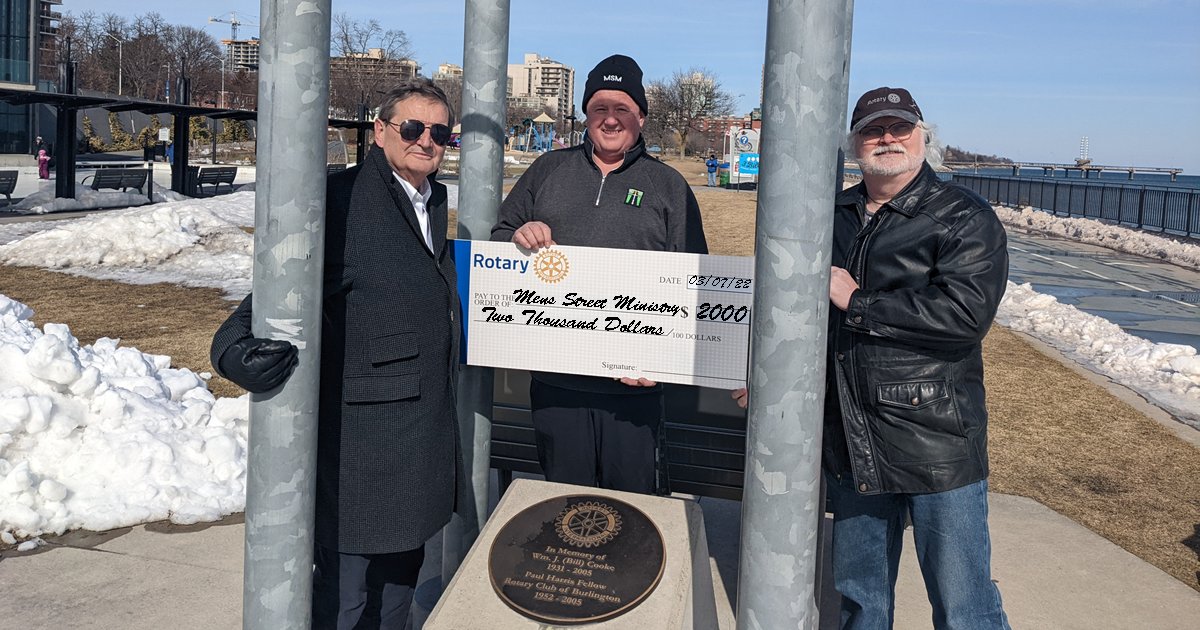 We're Giving Back to Burlington and surrounding area!
Our First stop is supporting Roger Boyd from Men's Street Ministry
We gave $ 2,000.- to help Roger and his team get hot meals and clothing to homeless and less fortunate in our community.