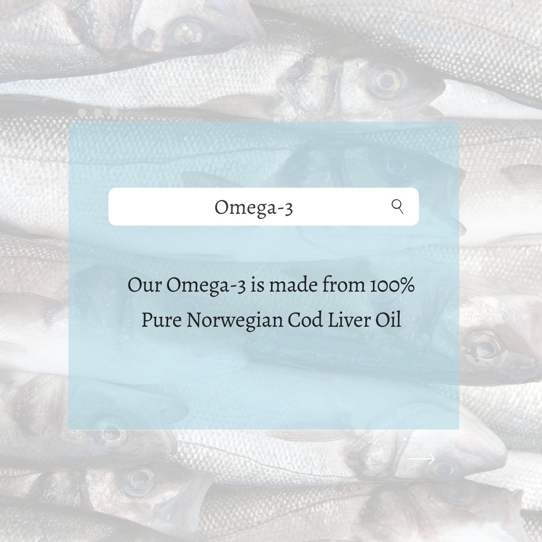 We are happy to say that Enhanced Omega-3 is made with 100% pure Norwegian Cod Liver Oil. Scientists attest that the best source of Omega-3 originates from cold-water fatty fish. 

*
*
*
#omega3 #fishoil #omega3fattyacids #omega3fishoil #protein #antioxidants