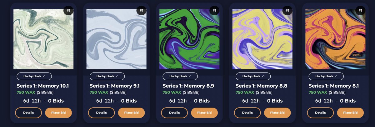 BlockyRobots's tweet image. 🚨 The first 20 pieces from Series 1: Art Official Memories are now open for bidding. 

wax.atomichub.io/profile/blocky…

Beautiful works of #NFTArt created by the world&apos;s first NFT creating robot 🤖 that loves to dance🕺💃

Twenty 1/1 single mints with royalties, utility and more! 

#WAX