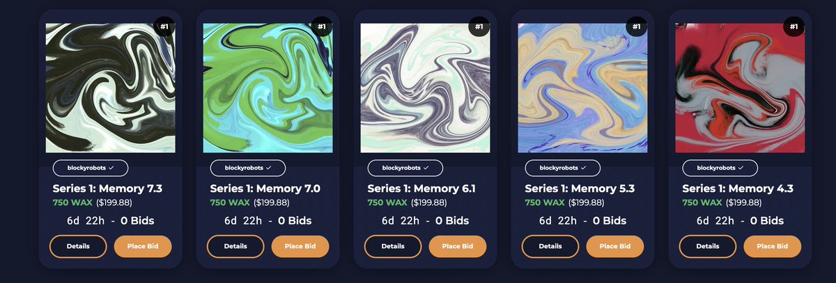 BlockyRobots's tweet image. 🚨 The first 20 pieces from Series 1: Art Official Memories are now open for bidding. 

wax.atomichub.io/profile/blocky…

Beautiful works of #NFTArt created by the world&apos;s first NFT creating robot 🤖 that loves to dance🕺💃

Twenty 1/1 single mints with royalties, utility and more! 

#WAX
