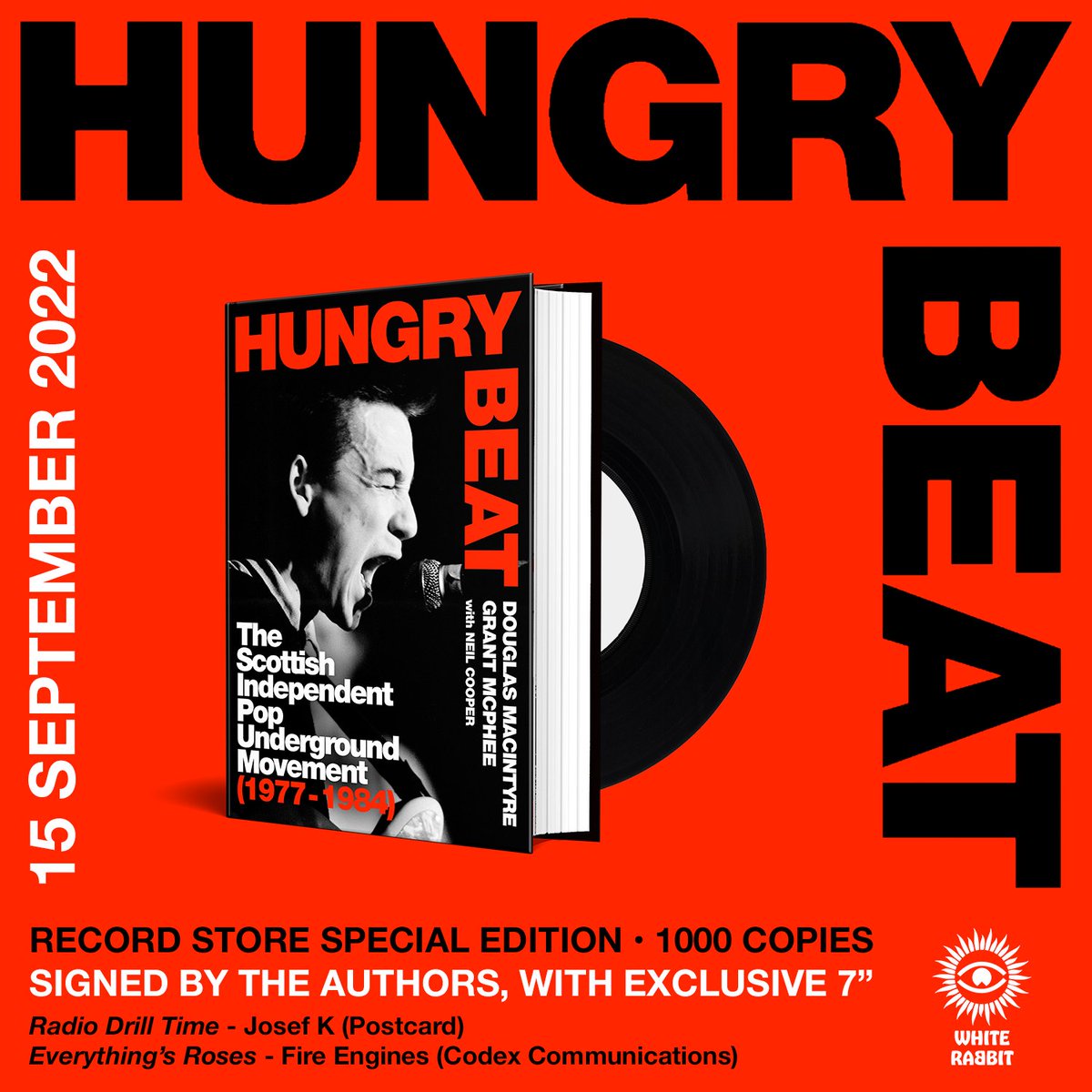 I'd like to thank Stephen Pastel on behalf of Grant, Neil and myself for pointing me in the direction of Lee Brackstone at White Rabbit. It's exciting for us to see the announcement of the deluxe edition of Hungry Beat with split Fire Engines/Josef K 7" - monorailmusic.com/product/hungry…
