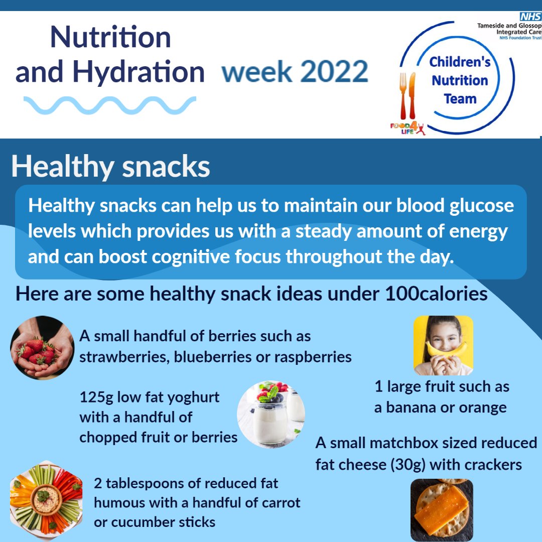 Day 2 of #NutritionAndHydrationWeek 
Take a look at our snack ideas to help us grown ups get through the day!
<a href="/TamesideCouncil/">Tameside Council</a> <a href="/tandgicft/">T&G Integrated Care</a> <a href="/TandGSpotlight/">T&G Spotlight</a>