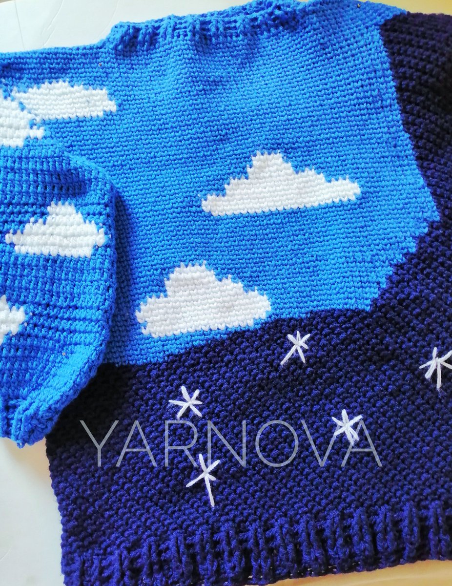 Nadacrochet1's tweet photo. مُبهِر مثل الفجر ومُواسي مِثل الليل ⛅⭐
#crochet #handmade #crochetpullover #blue #clouds #stars https://t.co/ZXQAuXV7Rv