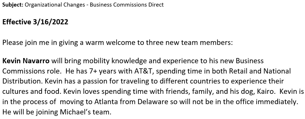 So excited to announce that I’ve taken a new role in the Finance Organization! I’m beyond blessed and grateful that I have this new opportunity <a href="/ATT/">AT&T</a>!

Thank you to everyone who’s supported me through the years! See you in the A! 

#LifeAtATT
