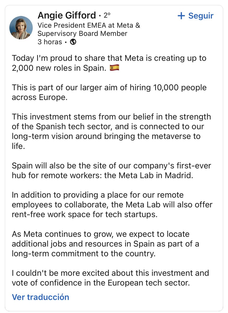 fesja's tweet photo. Tech Recruitment and retention in Spain is going to be a huge challenge. Amazon and Meta are hiring thousands of jobs… https://t.co/oyz1rlr6yB