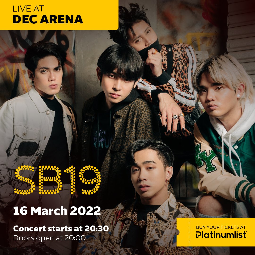 expocitydubai's tweet photo. It’s true! OPM boy band SB19 is coming for one dreamy night joined by comedian Chad at the DEC Arena! See them live on Wednesday, 16 March, at 20:30. 

Buy your tickets at Platinumlist: https://t.co/tG6knGZ9O8 
#Expo2020 #Dubai @sb19official https://t.co/LgaOJ7Sky7