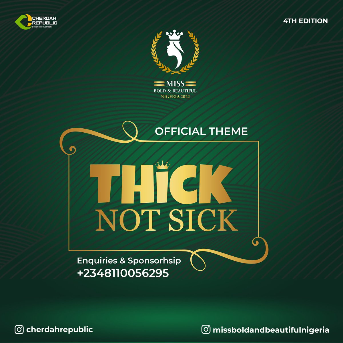 CherdahR's tweet photo. Official Theme for the Miss Bold and Beautiful Nigeria 2022 Pageant
.
.
.
@CherdahR https://t.co/jEgKnsGhGZ