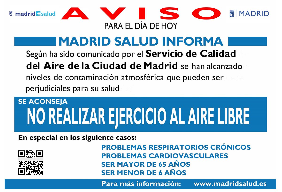 🚨PRECAUCIÓN🚨

Ante los niveles de contaminación atmosférica 💨 y la baja calidad del aire rogamos maxima precaución en actividades al aire libre 😷.