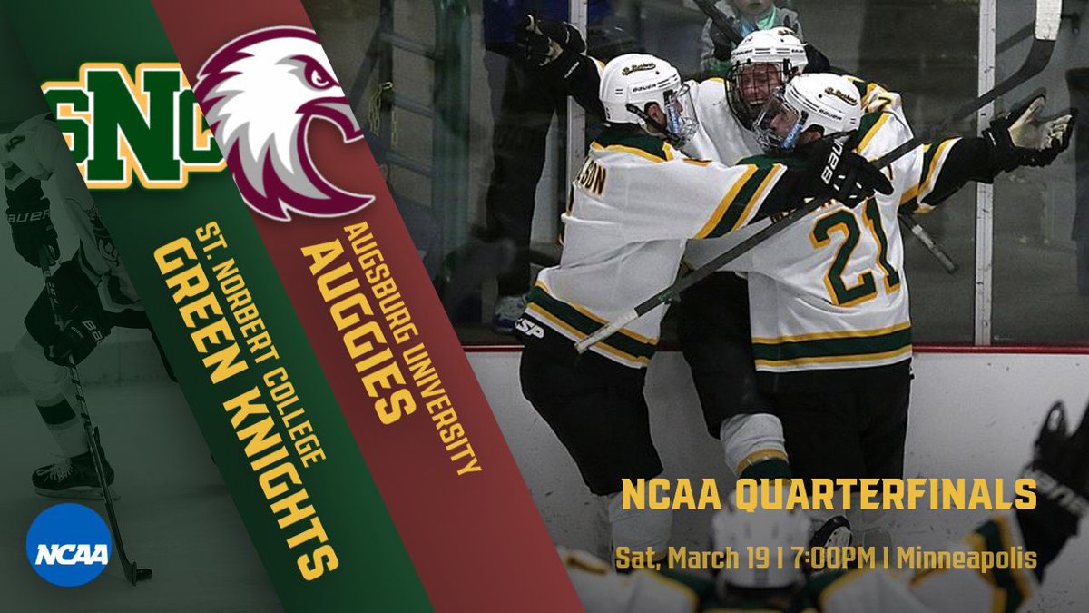 sncathletics's tweet photo. With their thrilling OT winner in the NCAA first round last weekend, the @sncmenshockey team has advanced to the NCAA quarterfinal and will take on Augsburg University this Saturday, March 19, at the Augsburg Ice Arena

Full details and ticket information: https://t.co/1VKyfgLLOb https://t.co/tECyqBT4MW