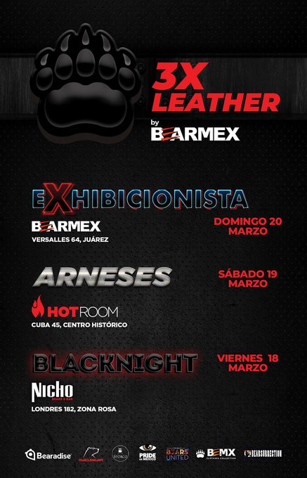 Este #Finde es puente y @BearMex_ tendrá una noche #exhibicionista otra de #arneses y una #blacknight