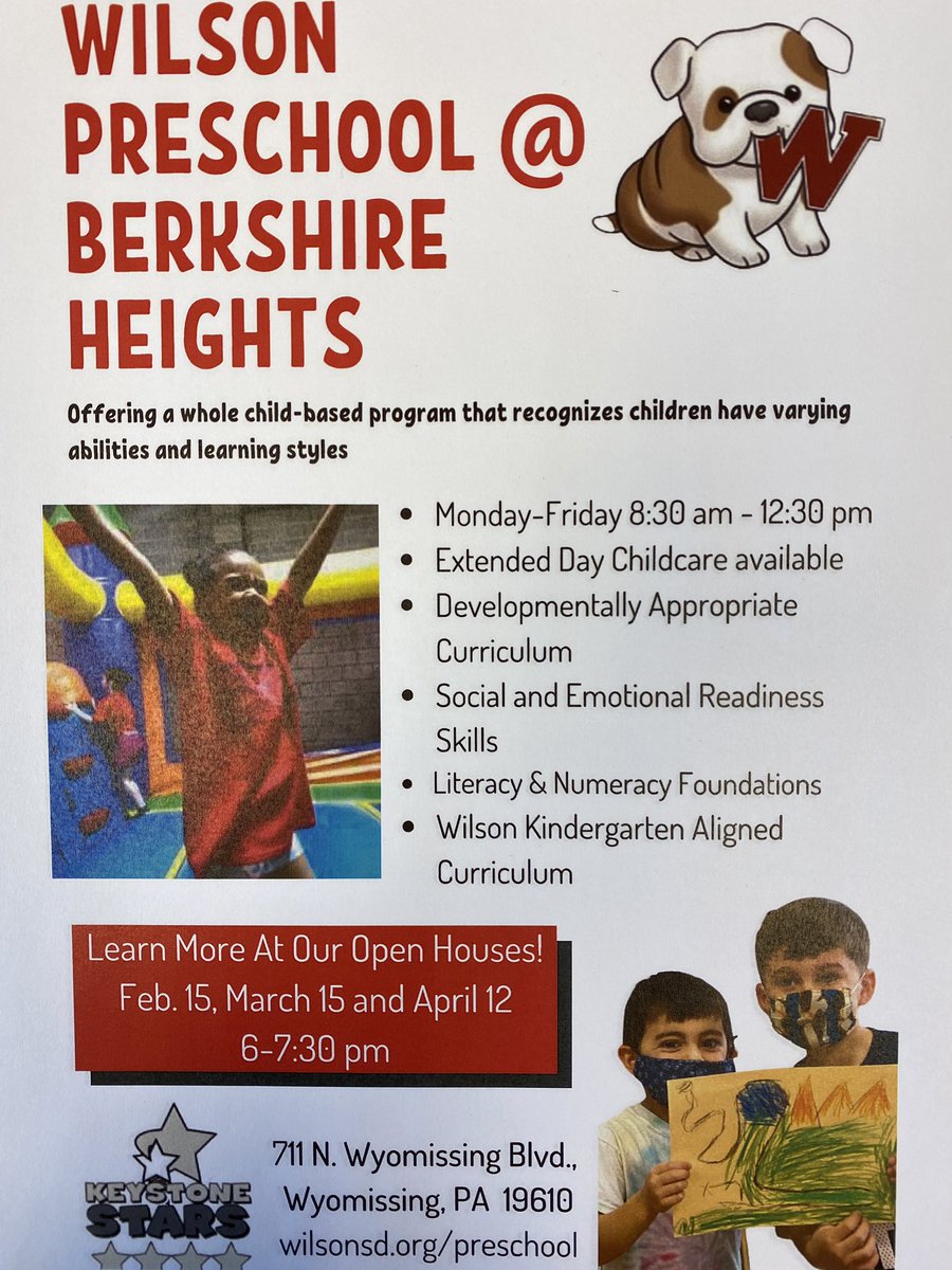 Come check out Wilson Preschool! Our open house is tonight from 6-7:40! <a href="/WilsonSchlDist/">Wilson School District</a>