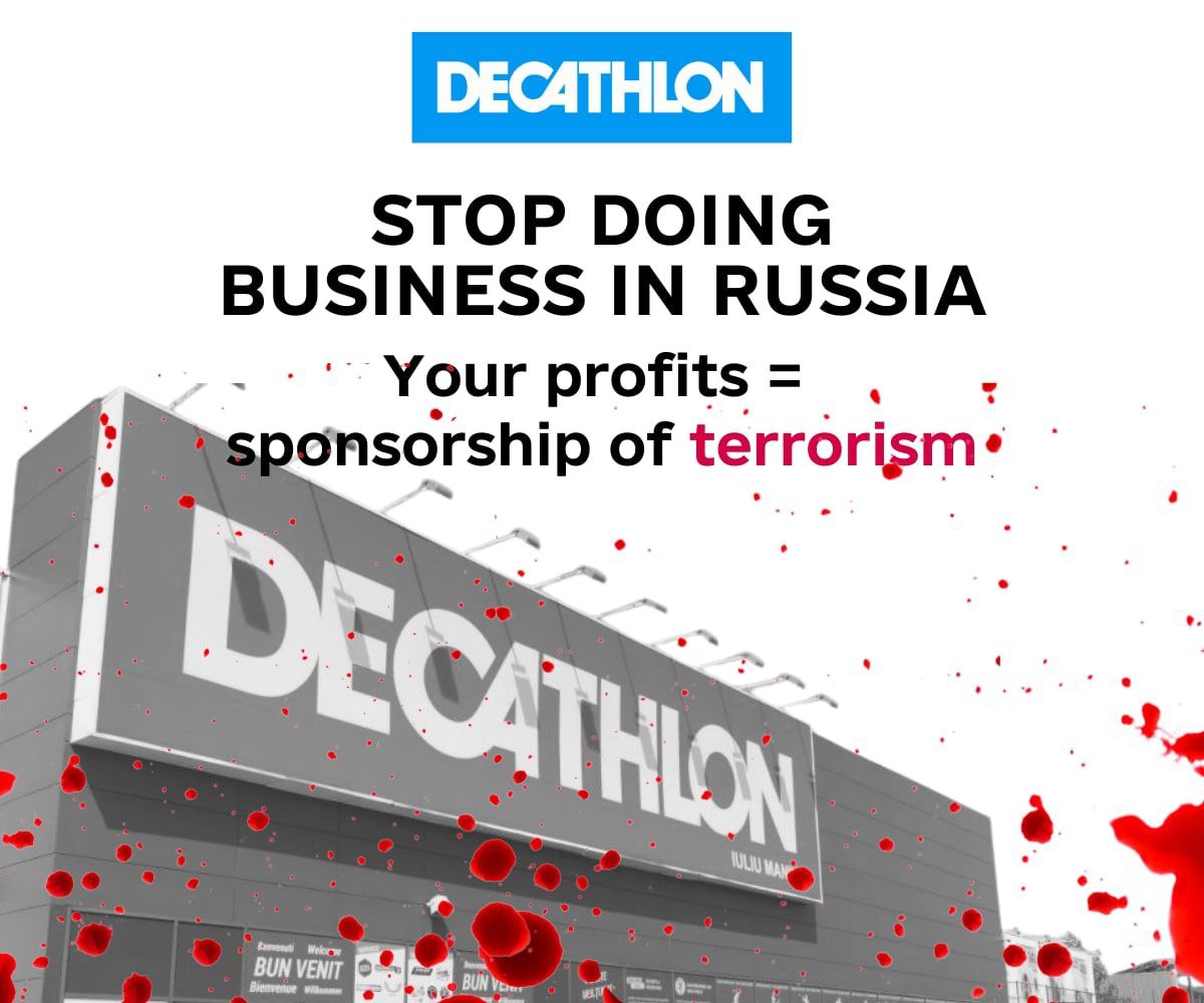 Taras__UA's tweet photo. @Decathlon russia is a terrorist and aggressor country! Thousands of innocent Ukrainians die! Any cooperation with the aggressor is toxic and must be stopped. As long as you pay taxes in russia you are sponsoring the war with Ukraine #leaverussia https://t.co/zyPjpWLhAc