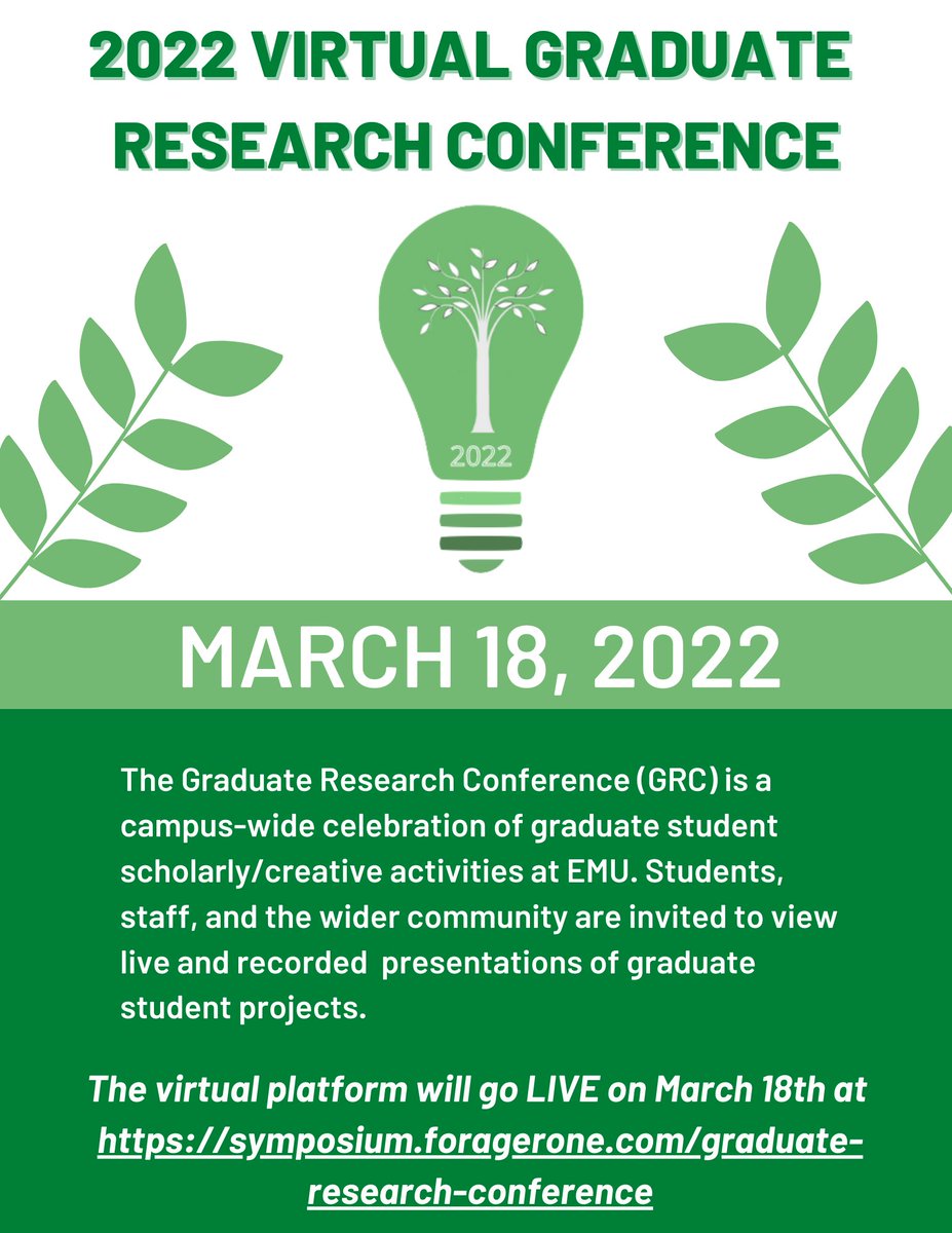 The 2022 Virtual Graduate Research Conference is only days away! Join us Friday at symposium.foragerone.com/graduate-resea… for live and recorded presentations!