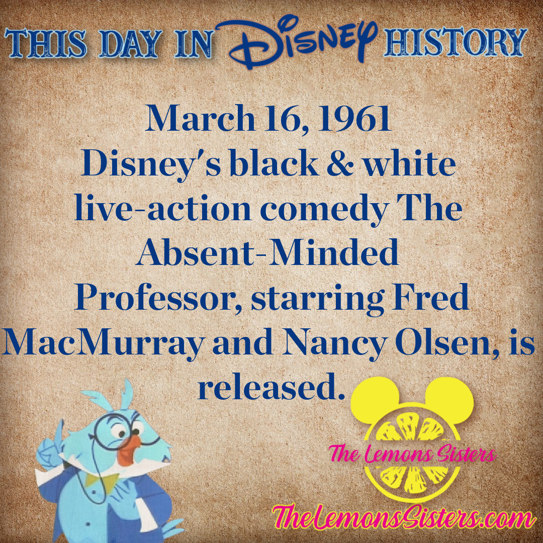LemonsSisters's tweet photo. The Absent Minded Professor debuts this day in 1961 #disneyclassics #thisdayindisneyhistory #disneymovies #thelemonssisters #vacationwithleann https://t.co/kuFlmFvsqT