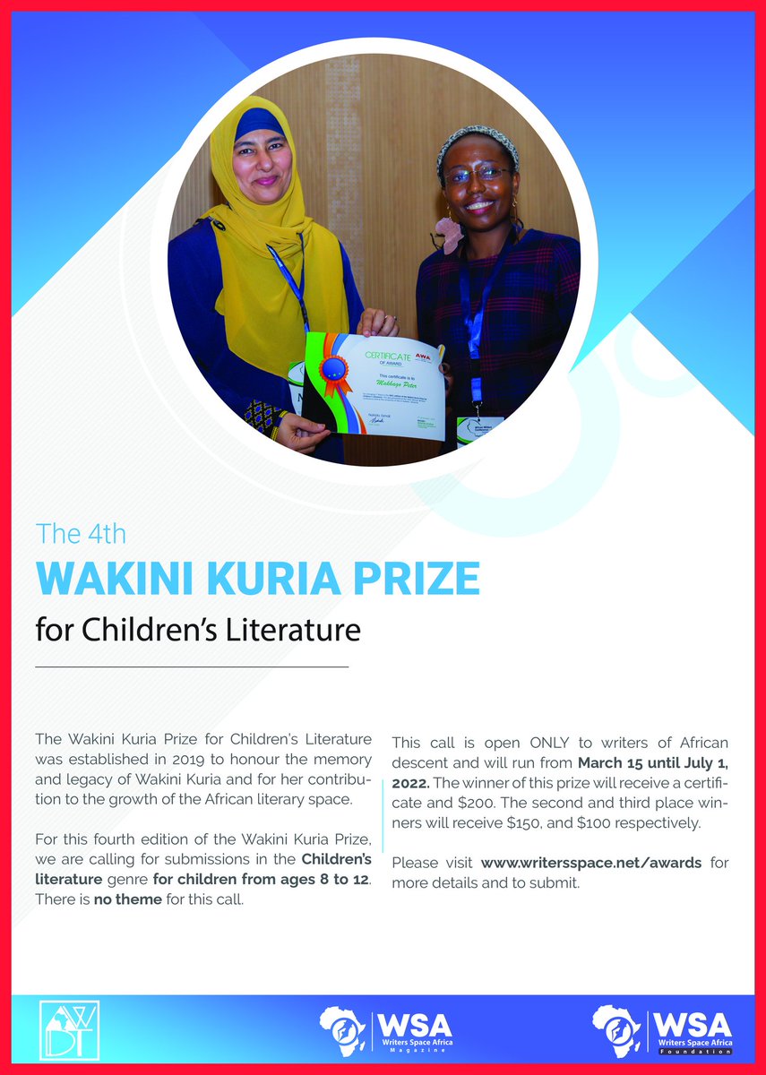 AWC_2026's tweet photo. Where are the Children's literature writers at?

It's time to get out your pen or keypads and get to work.

The Wakini Kuria prize for Children's literature is open!

#awc
#awc2022
#annoucement
#WakiniKuriaAwards
#cameroon https://t.co/a34u0dK3Lm