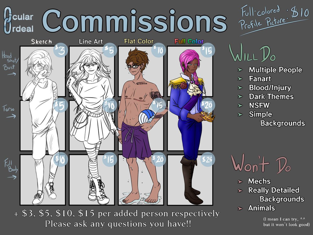 OcularOrdeal's tweet photo. Commission Me!

Kofi: https://t.co/FZeOxoqShz
Patreon: https://t.co/wCbinJdk63
Linktree: https://t.co/fvaoZbs7M4

#commissionopen #commissions #commissionart #CommissionSheet #kofi #patreon #animeartist #lgbtqia https://t.co/nmpjVwEi0m