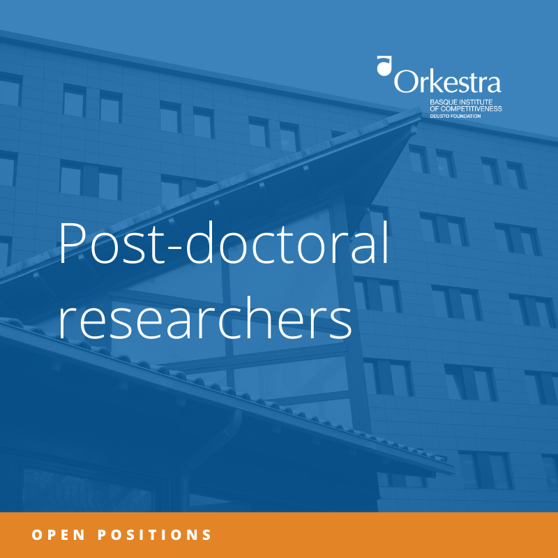 orkestra's tweet photo. #OpenPositions | We want to reinforce our research lines on territorial competitiveness with several profiles. Are you a pre-doc or post-doc researcher? Would you like to participate in #research projects as a data engineer? Join our team! 

Find out more ⬇️  and share 🔁