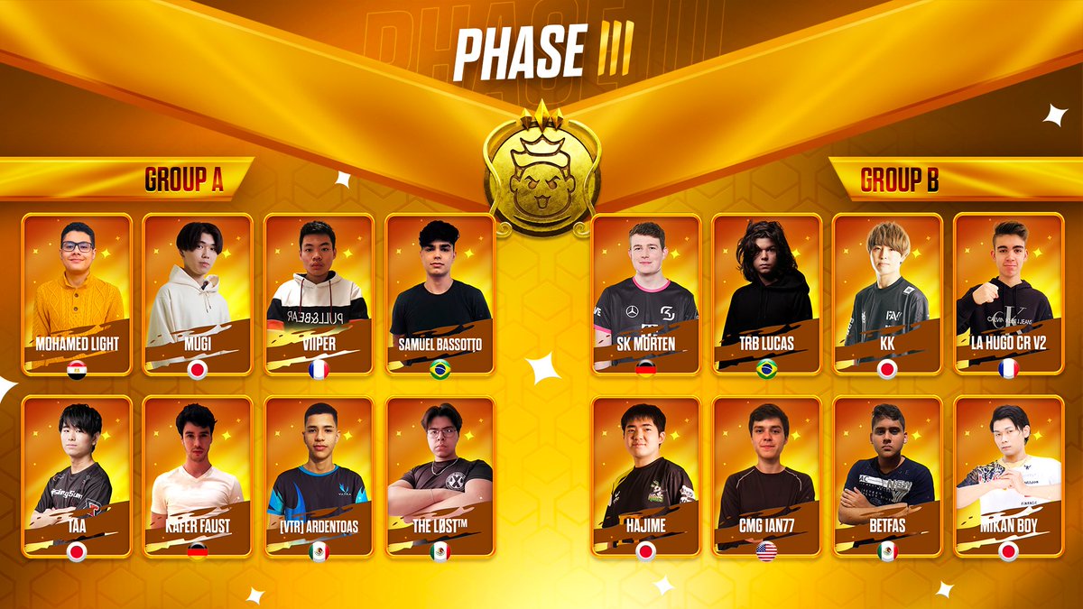 Salut tout le monde ! 

Voici les groupes de la  phase 3 de la Brenchong Cup Qualif CRL

Groupe A
🗓️ Jeudi 17 - Samedi 19
🕔 16h (heure fr)
📺 Sur ma chaîne 

Groupe B
🗓️ Vendredi 18 - Dimanche 20
🕔16h (heure fr) 
📺chez <a href="/Ouahleouff_Just/">Ouahleouff❤️</a> sur Twitch