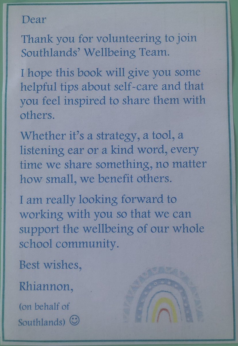 RhiPhillipsB's tweet photo. Wonderful to have our first Wellbeing Team meeting @SouthlandsBIS this afternoon and to give all 14 members a copy of this fabulous book by @AdrianBethune and @thosethatcan. Focus: let’s look after ourselves so we can be role models to others - the ripple effect is real! https://t.co/hBCVD3Gri8