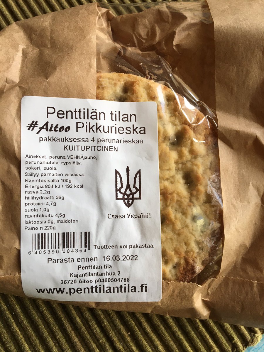 MarkoTupamaki's tweet photo. Huomasin vasta kotona pienen yksityiskohdan rieskapussissa. https://t.co/XVKntxX5WK
