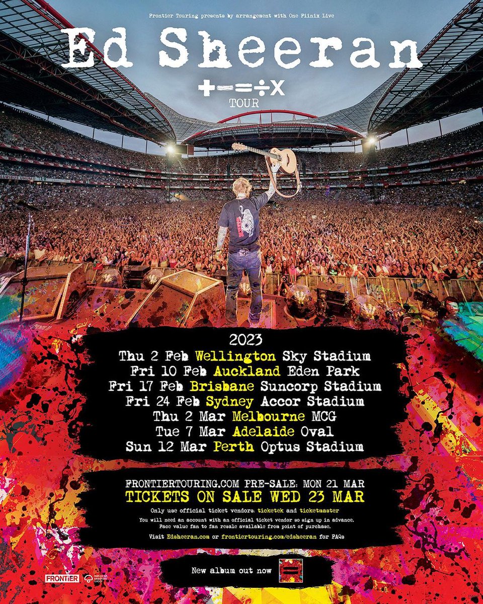 edsheeran's tweet photo. Heading to Australia &amp; New Zealand next year. Grab your pre-sale tickets on 21st March, check https://t.co/SH0rcXFqvk for details
General On Sale 23rd March.
Hope to see you all there x
https://t.co/8hq58nwXJW

Repost @ teddysphotos on Instagram https://t.co/BL82JSsZln