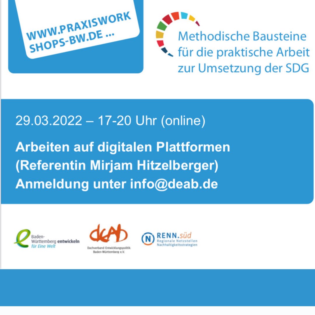DachverbandDEAB's tweet photo. Herzliche Einladung zum Praxisworkshop „Arbeiten auf digitalen Plattformen“ am 29. März!🤗💻 #DEAB #Praxisworkshop https://t.co/PZ2VZ0Hj0z