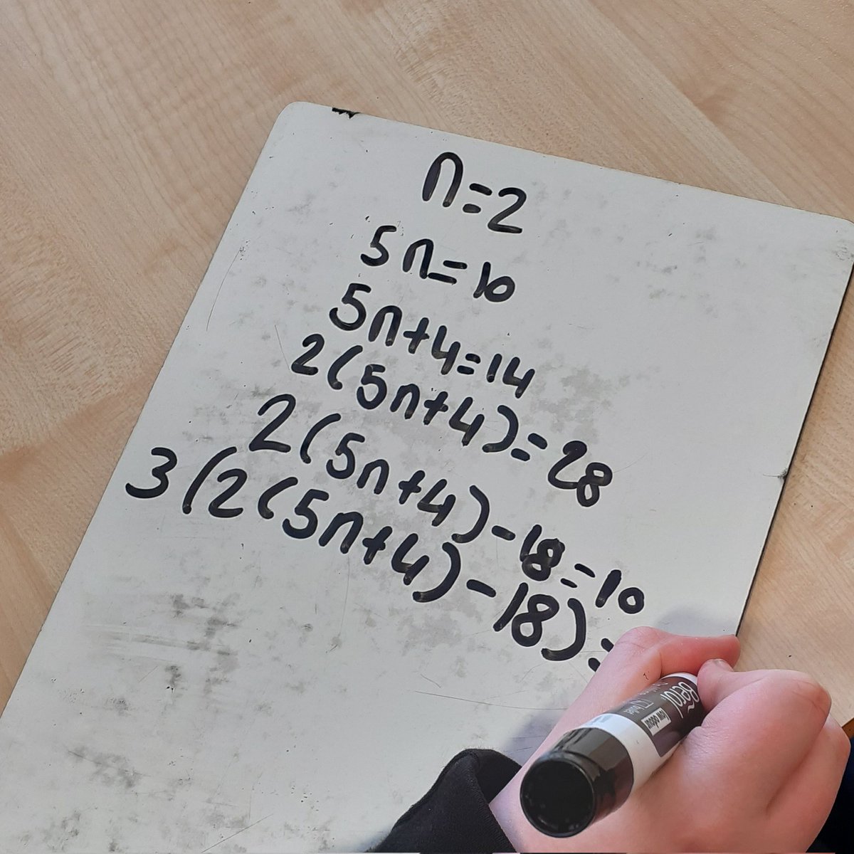 BucksburnMaths's tweet photo. Some great Don Steward substitution tasksnwith #s1maths Love the "building up the layers" approach to creating the expressions https://t.co/s7KWrQYZhg