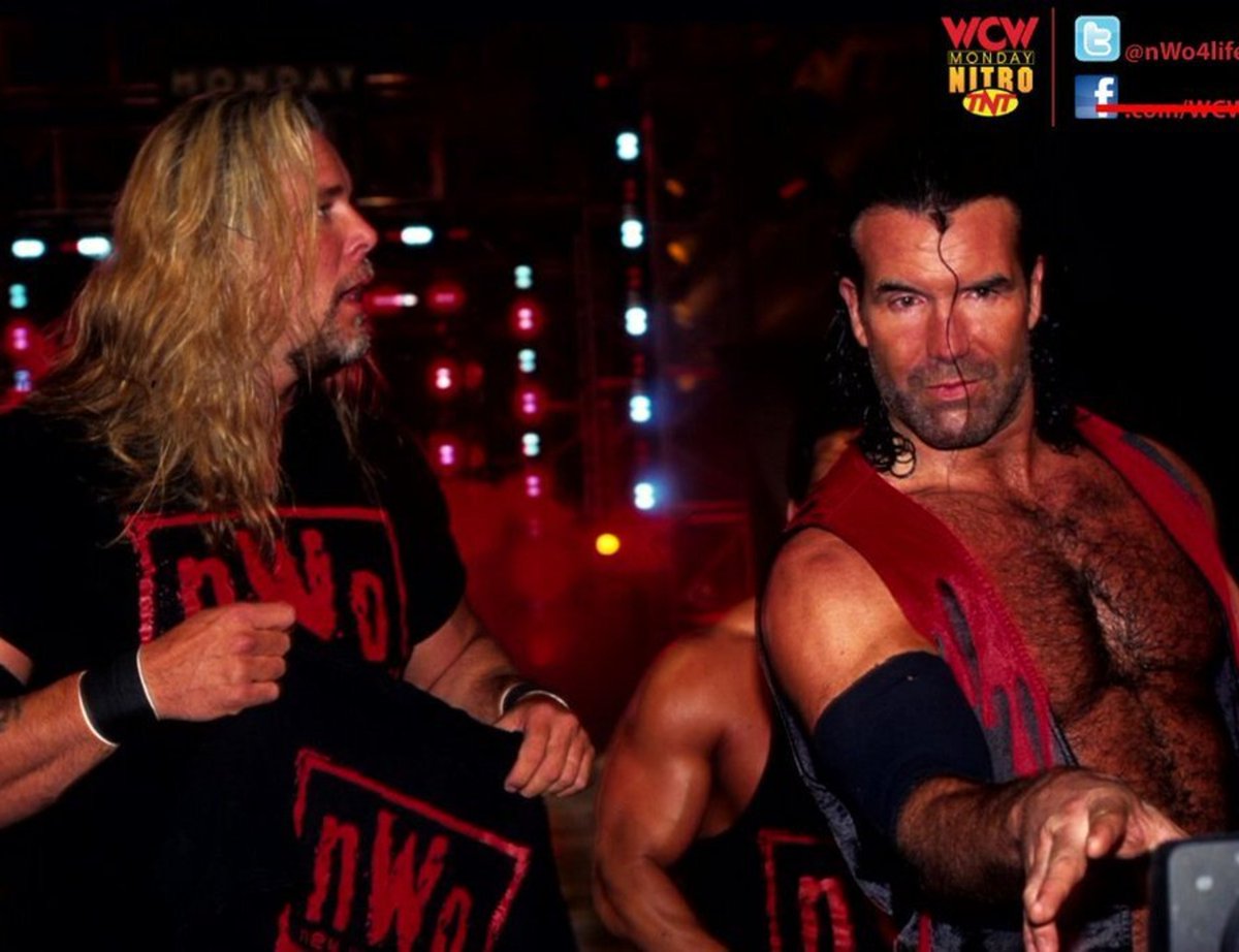 TradeChat's tweet photo. Everyone is paying respects to Razor Ramon when Scott Hall should be remembered how he was in his prime, as a founding member of the nWo! #Woldpack #TooSweet #AttitudeEra #RiP https://t.co/q8Kma44bPl