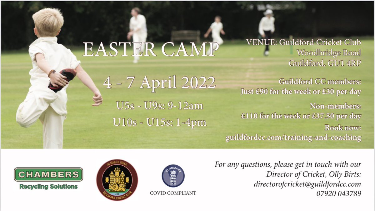 Delighted to bring you our Easter Camp for 2022. Sure to be a week of fun with some great coaching.

Please see flyer below: