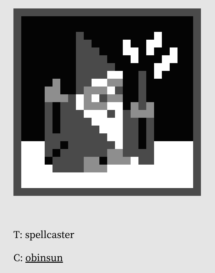 ⬛️⚡️⚡️
⬛️🧙‍♂️⚡️
⬜️⬜️⬜️
Dropped this lil guy over on #8bidou
9/10
1 tez
8bidou.com/g_item_detail/…

#tezos #CleanNFT