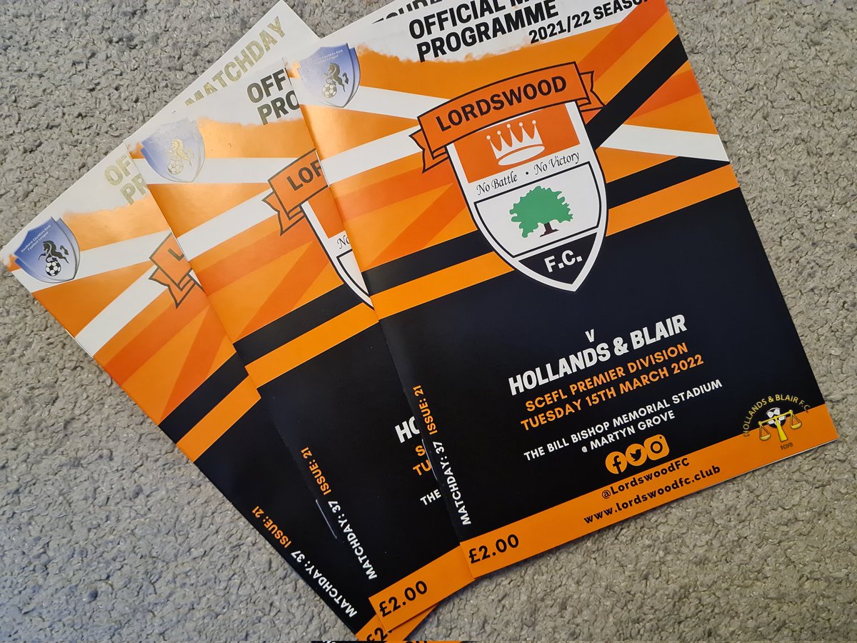 LordswoodAFC's tweet photo. Less than 2 hours until kick off.
Be sure to pick up your matchday programme at the turnstile this evening!
Thanks as always to @24HourPrintline for their speedy and superb service!
COME ON YOU WOOD!
#NoBattleNoVictory #UTW 🧡 🖤 https://t.co/gg5ZhJ6cy5