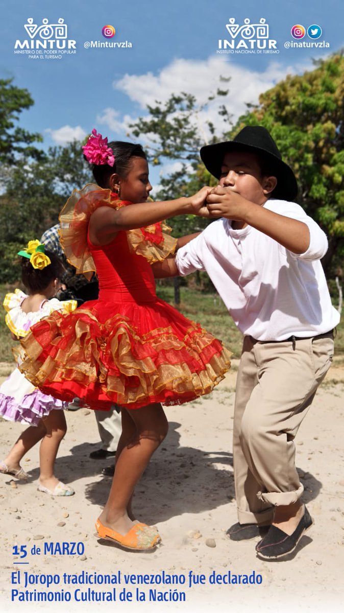 InaturApureVen's tweet photo. Venezuela 🇻🇪
Hoy es #15Mar 

Celebramos la declaración del Joropo Tradicional Venezolano como "Patrimonio Cultural de la Nación" 💃🤠

A bailar #joropo en estas #FiestasDeElorza2022

▪️ @NicolasMaduro
▪️ @AliErnesto32
▪️@eduardopiate2
▪️ @inaturvzla

#LealesALaRevolución https://t.co/bvJTpiPtai