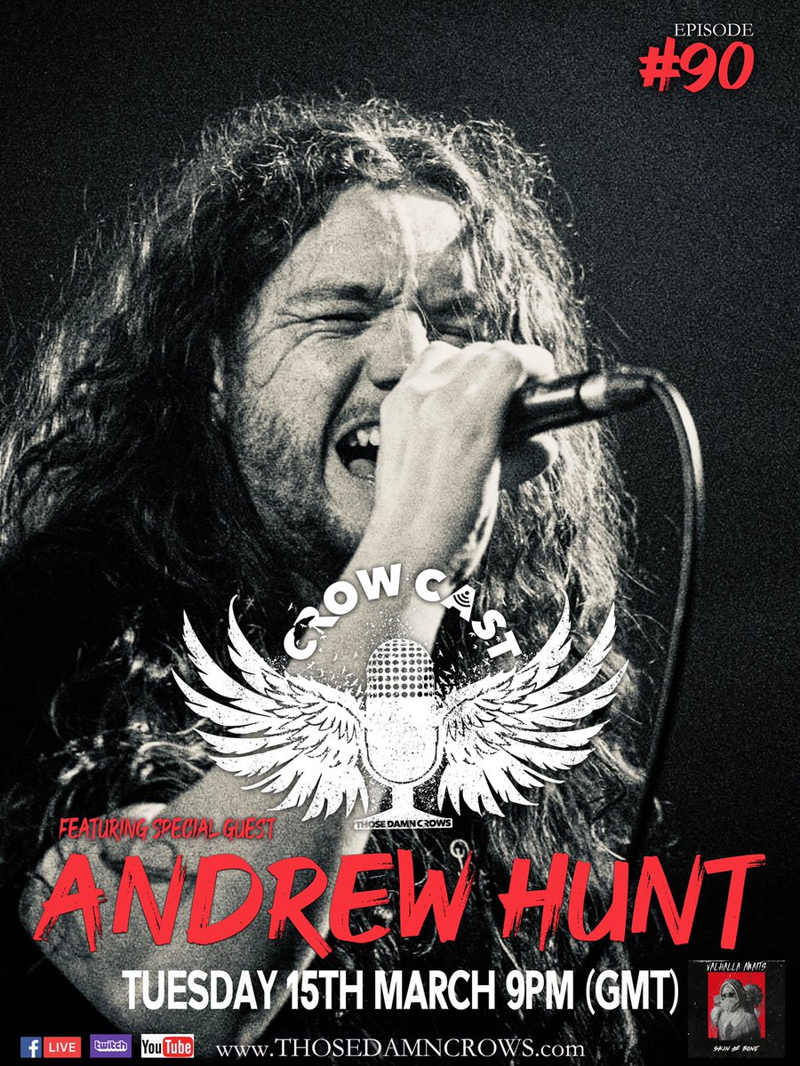 ThoseDamnCrows's tweet photo. Join us live tonight at 9pm (UK) as we chat to singer/songwriter and frontman of @BuffaloSummerUK & the newly formed powerhouse @VAriffs Mr Andrew Hunt ๐ค๐ป
#crowcast Live on #FacebookLive #twitch #youtube #Periscope https://t.co/haQ710IRQ9