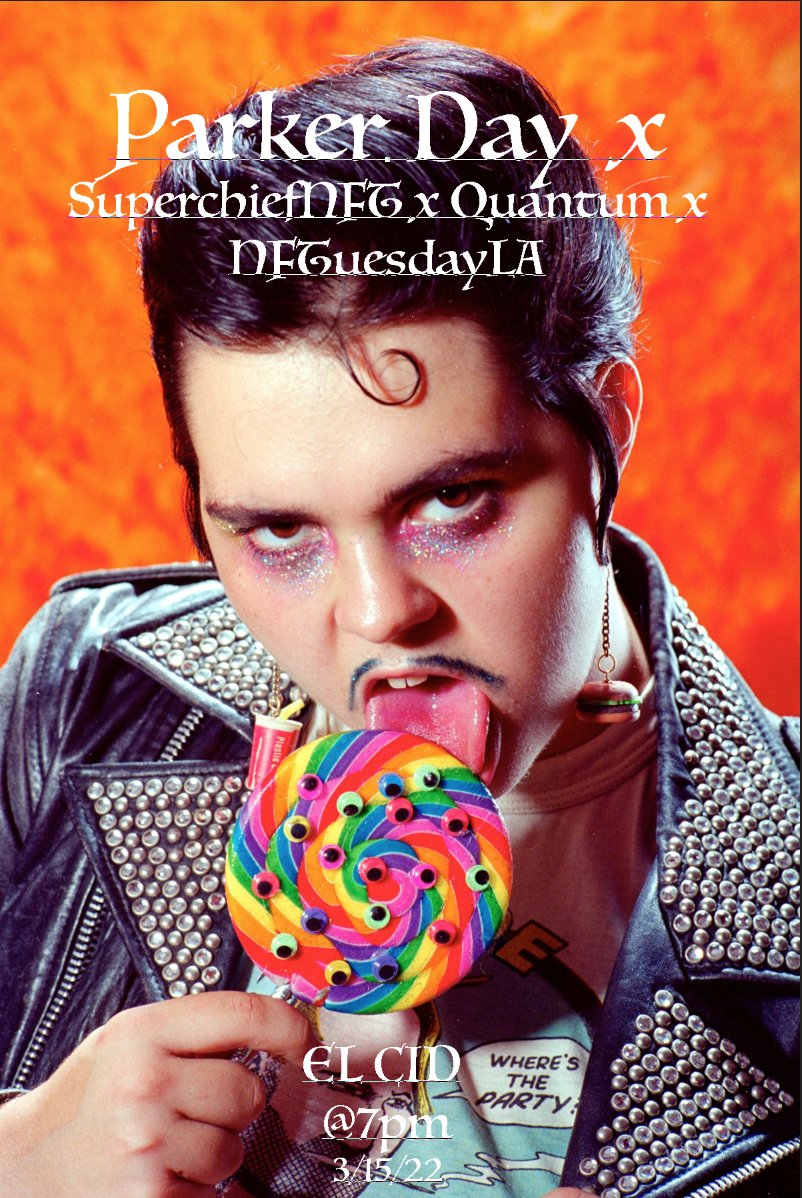 C0DYEDIS0N's tweet photo. Tonight is ICONS night at @NFTuesdayLA 💘

For those of you not in Los Angeles you can tune in to the conversation between @heyparkerday x @SuperchiefNFT about the ICONS drop on @QuantumNFT here: 

https://t.co/ygARbCkogp

All are welcome 🍻 https://t.co/PjcAt0dx8U