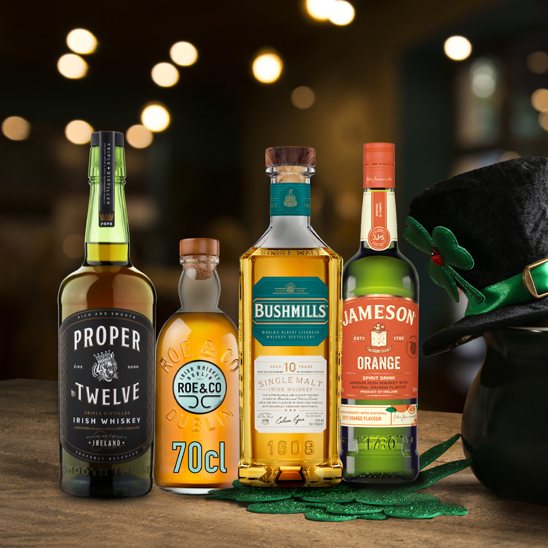 St Paddy's Day is around the corner!  We've rounded up the best whiskey brands. Head over to our site for some true Irish gold #stpaddysday #alcohol #whiskey #bushmills #roeandco #jamesonorange #propertwelve