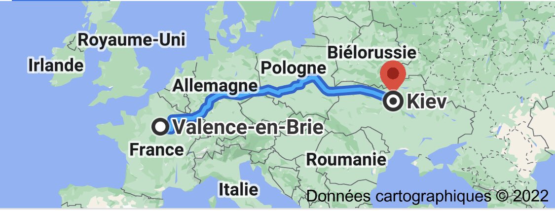 C2Valence's tweet photo. Valence en Brie - Kiev 2 463,4 km 🇺🇦 https://t.co/jUi2OTVCRV