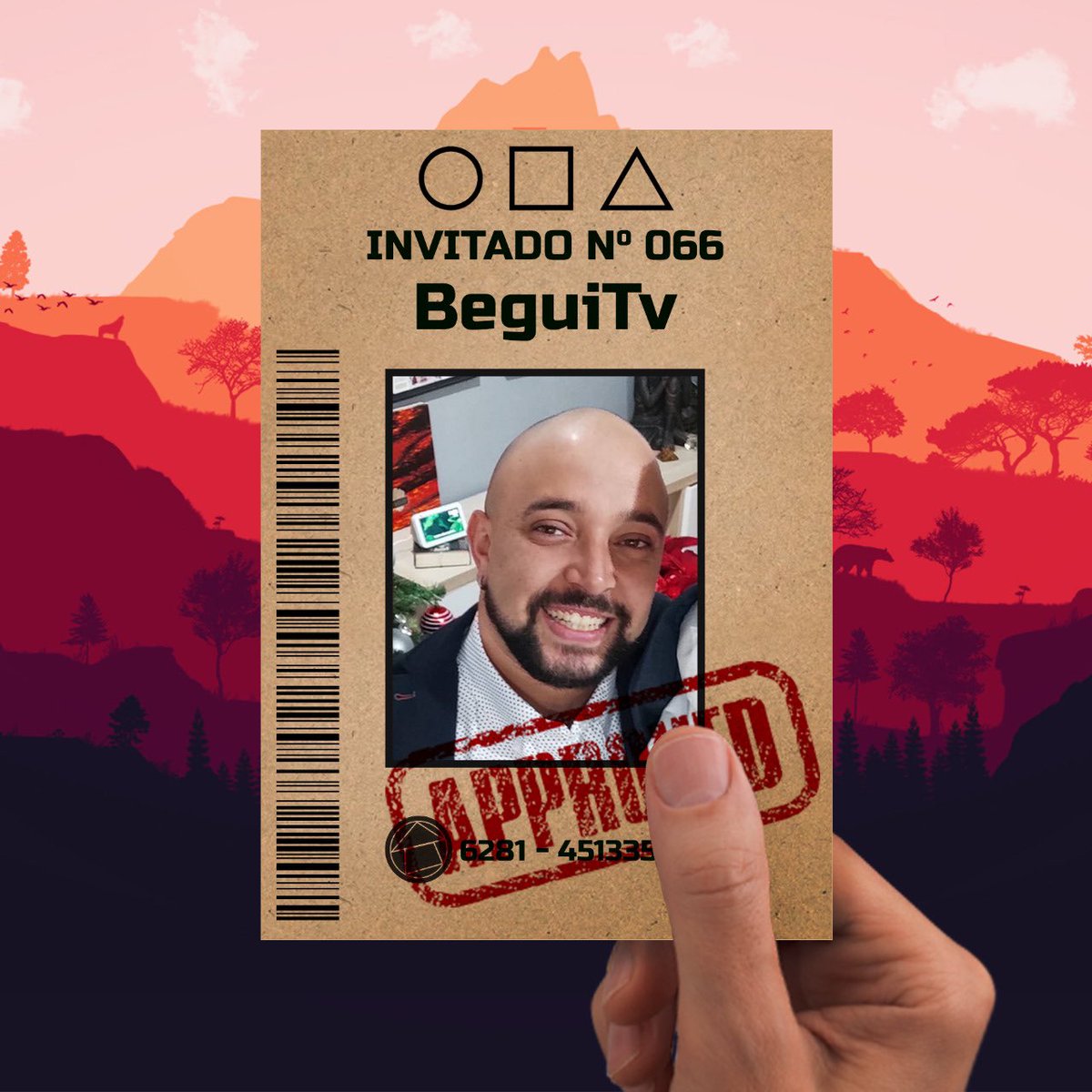 TOXiNE_Rust's tweet photo. Tenemos el placer de presentar al jugador N° 066 @beguitv 

Bienvenido al juego ◯ ▢ △ . 

#EstoNoesunJuego #Rust #SquidGame https://t.co/GqfS6hrAoB