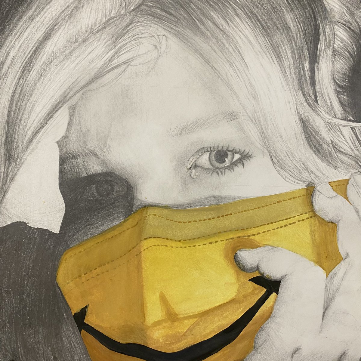 GlenelgHighArt's tweet image. Art 1 students were challenged with drawing a self portrait that included a mask that showed a symbolic depiction of their feelings through Covid. A picture is worth 1000 words. @hcpss_ghs @HCPSS
