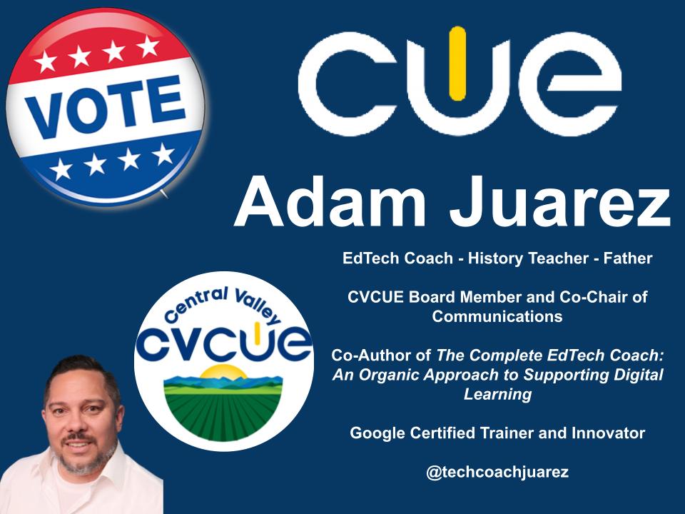 techcoachjuarez's tweet photo. I aim to serve CUE’s community of educators with my experience serving low SES English Learners and passion for the transformative partnership of edtech and pedagogy. 

#CUE22 #SpringCUE #CVTechTalk @cvcue https://t.co/dMX81fd3AK
